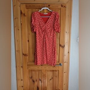 Red Floral Midi Dress